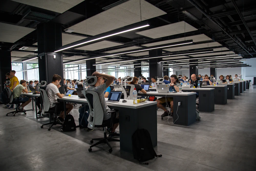 PPC campaign management team in an open office