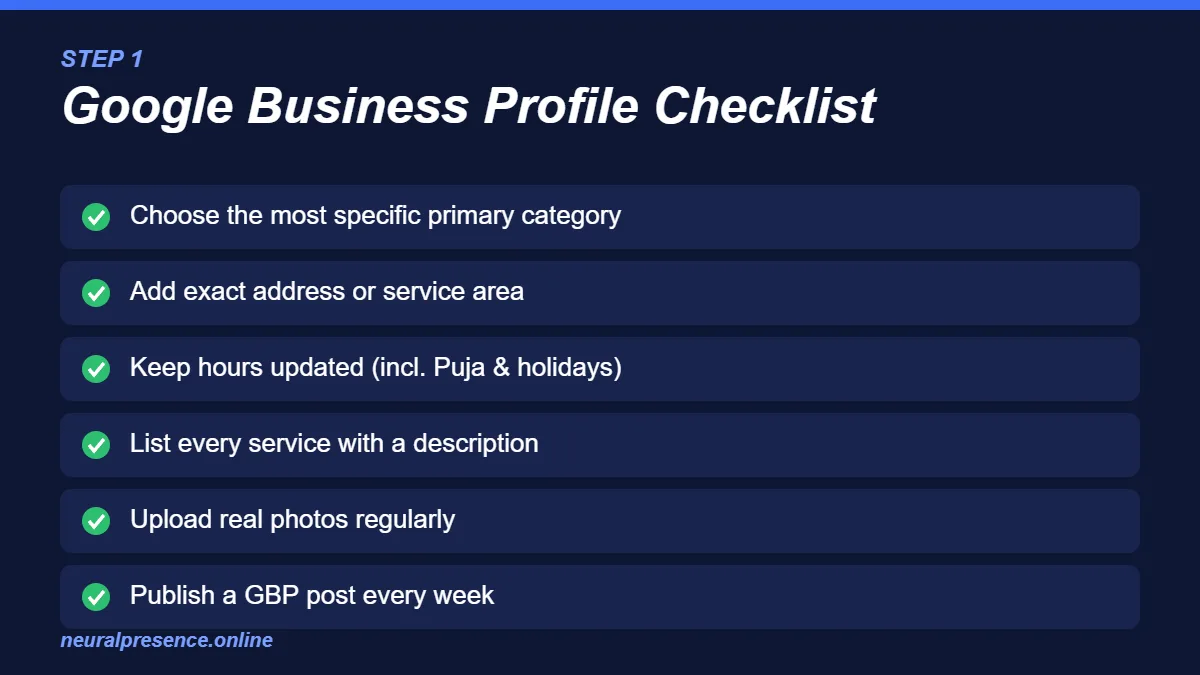 Google Business Profile optimization checklist for local SEO in Kolkata